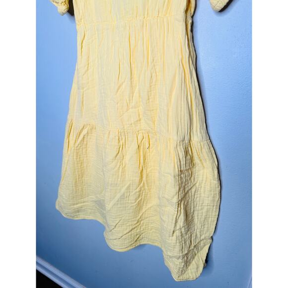 LOVE WHIT Yellow 100% Cotton Crewneck Short Sleeve Tie Back Dress Size Medium - Picture 5 of 14